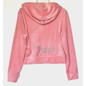 New Juicy Couture Flamingo Bling Rhinestone Logo Plush Velour Hoodie